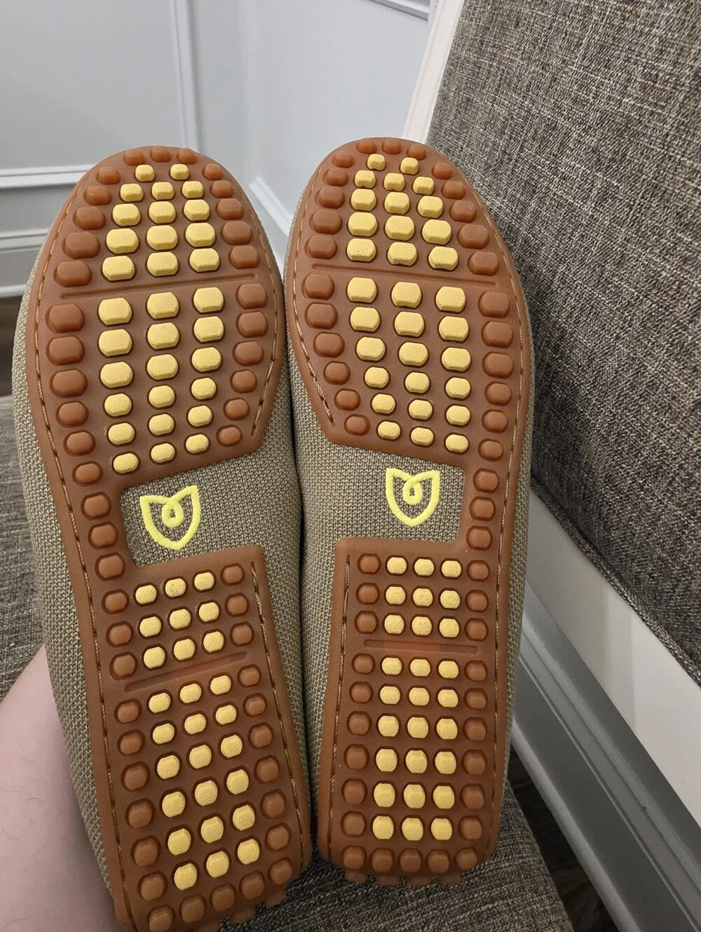 Rothy's Women's The Driver Knit Slip On Loafers Latte/Yellow Size 8 NWOT